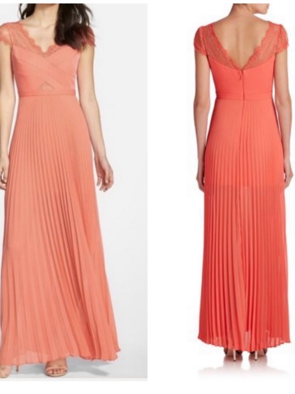 Bcbgmaxazria Madalena Maxi Dress Women’s Size 2 Ambrosia Coral Lace Gown